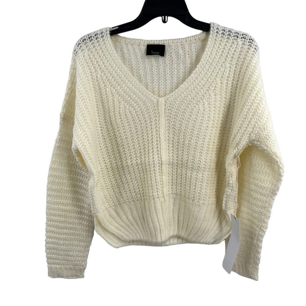 Lumiere Ivory V Neck Sweater New Large